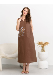 Женское платье полулён 2095 (18) мокко 