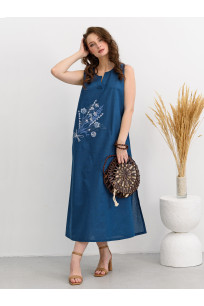 Женское платье полулён 2095 (17) индиго