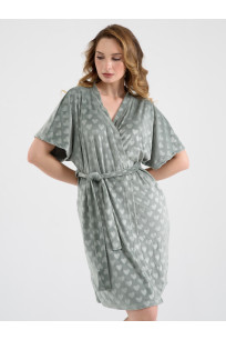 Женский велюровый халат сердце сердце зелёный