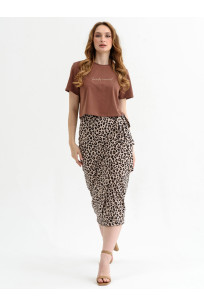 Костюм женский (футболка,юбка) коричневый