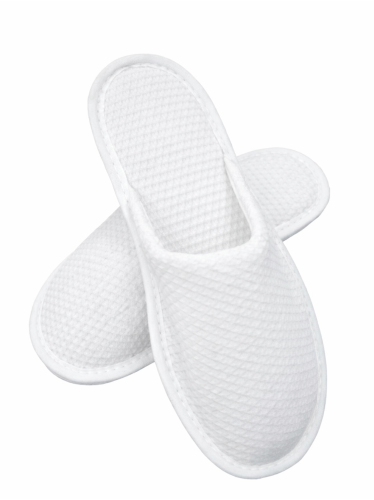 Вафельные тапочки с закрытым мысом белые&nbsp;ТМ-12 (9)