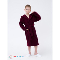 Детский махровый халат с капюшоном темно-бордовый