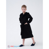 Детский махровый халат с капюшоном черный