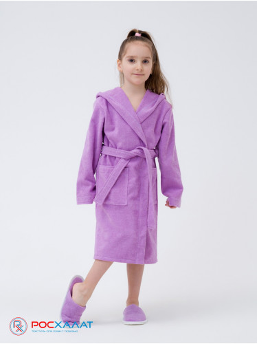 Детский махровый халат с капюшоном сиреневый МЗ-04 (10)