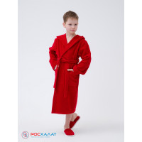 Детский махровый халат с капюшоном красный