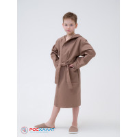 Детский вафельный халат с капюшоном коричневый