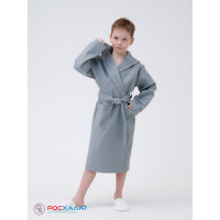 Детский вафельный халат с капюшоном серый