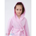 Детский вафельный халат с капюшоном светло-розовый В-07 (8)