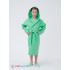 Детский вафельный халат с капюшоном зеленый В-07 (12)