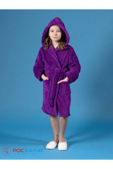 Детский халат с капюшоном из велсофта