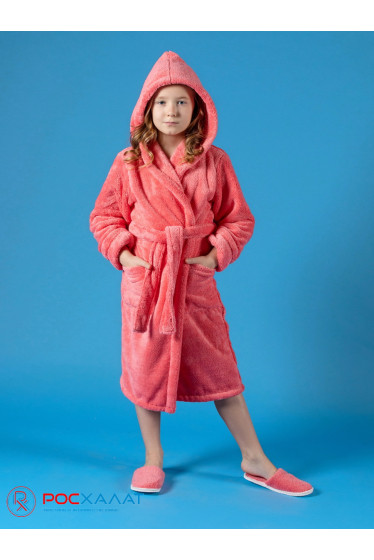 Детский халат с капюшоном из велсофта