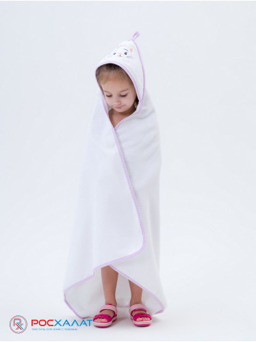 Махровое детское полотенце-уголок белый (киска) МЗ-25-5 (1)