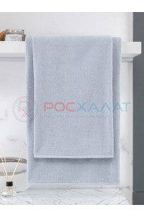 Махровое полотенце без бордюра серебристое