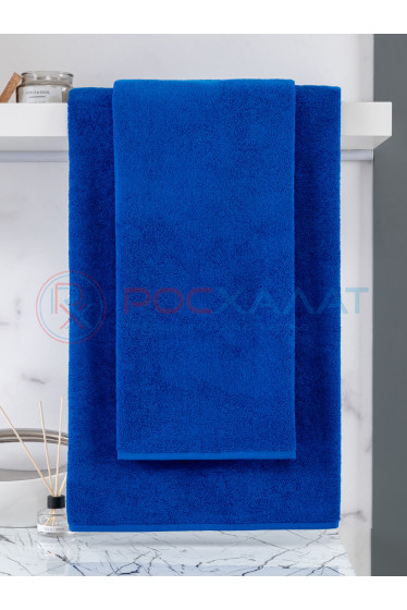 Махровое полотенце без бордюра синее
