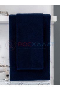 Махровое полотенце без бордюра темно-синее