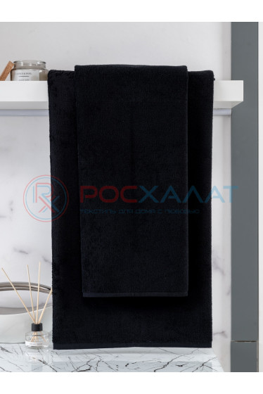 Махровое полотенце без бордюра черное