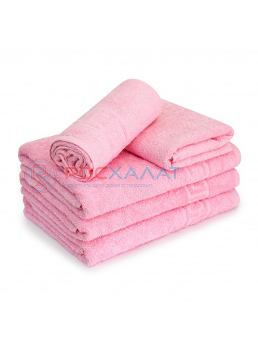 Махровое полотенце с греческим бордюром розовый ПТ-05