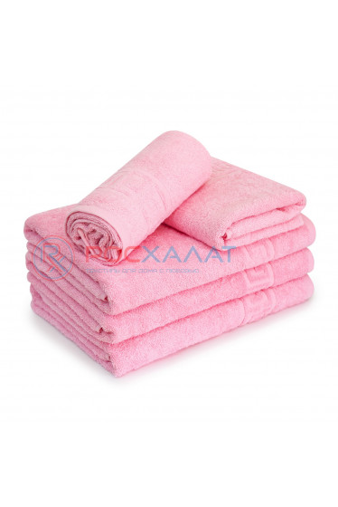 Махровое полотенце с греческим бордюром розовый