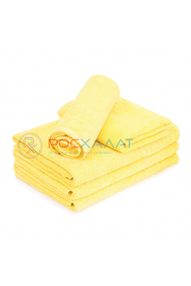 Махровое полотенце с греческим бордюром желтое