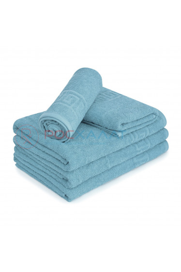 Махровое полотенце с греческим бордюром синее