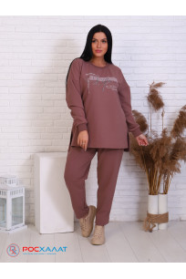 Трикотажный костюм с брюками какао