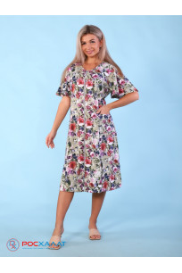 Трикотажный халат на молнии розовые розы