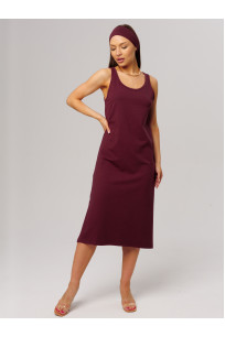 Трикотажная удлиненная туника с разрезами LINGEAMO темно-бордовая