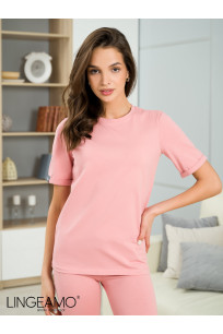 Трикотажная женская футболка LINGEAMO пудрово-розовая