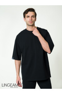 Трикотажная мужская футболка оверсайз черная