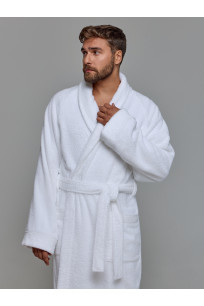 Махровый халат с рукавом покроя реглан унисекс однонитка белый