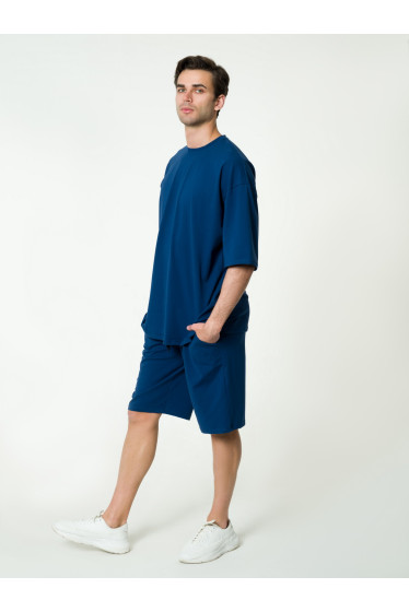 Трикотажная мужская футболка оверсайз индиго