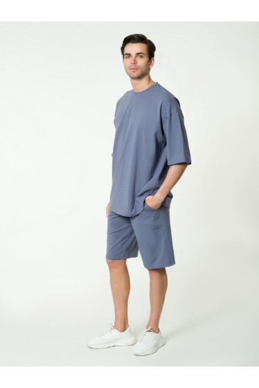 Трикотажная мужская футболка оверсайз серая