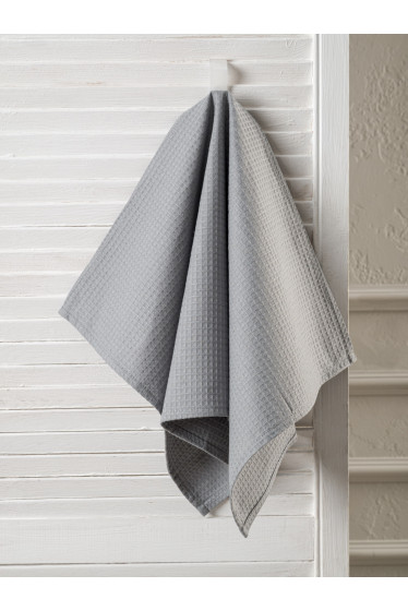 Однотонное вафельное полотенце темно-серое 