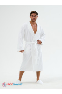 Мужской махровый халат с шалькой белый 