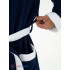 Мужской махровый халат с капюшоном с белой отделкой темно-синий+белый МЗ-05-1 (88)