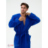 Мужской махровый халат с капюшоном синий МЗ-05 (89)