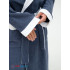 Мужской махровый халат с капюшоном с белой отделкой серый+белый МЗ-05-1 (84)