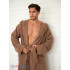 Мужской махровый халат с капюшоном коричневый МЗ-05 (118)