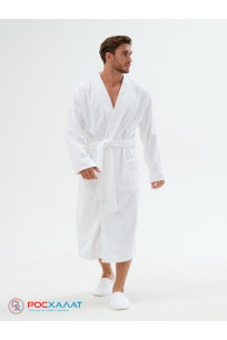 Белый махровый халат с планкой  унисекс белый