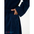 Мужской махровый халат с жаккардовой отделкой, воротник шалька темно-синий МЗ-14 (88)