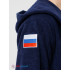 Мужской махровый халат с капюшоном темно-синий вышивка "Россия" МЗ-105 (88)
