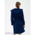 Махровый женский укороченный халат с капюшоном Темно-синий МЗ-01 (88)