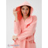 Махровый женский укороченный халат с капюшоном светло-коралловый МЗ-01 (6)
