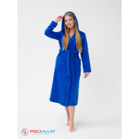 Женский халат с капюшоном синий