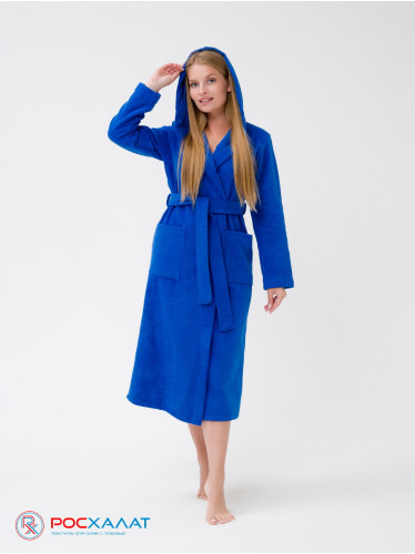 Женский халат с капюшоном синий МЗ-06 (89)