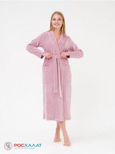 Женский велюровый халат с шалькой пастельно-лиловый ВМ-02 (3)