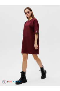 Трикотажное женское платье-футболка оверсайз Lingeamo темно-бордовое