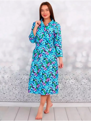 Женский фланелевый халат на запах рукав 3/4&nbsp;ХФЗ-01 (2)