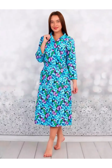 Женский фланелевый халат на запах рукав 3/4