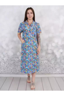 Женский бязевый халат на запах короткий рукав